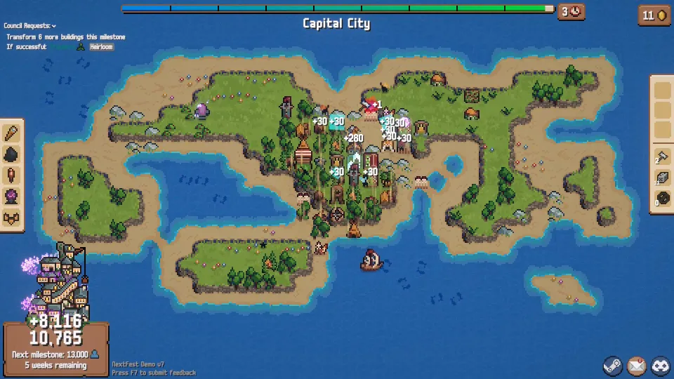 Combolands Capital City with dense building placement and cascading population scores
